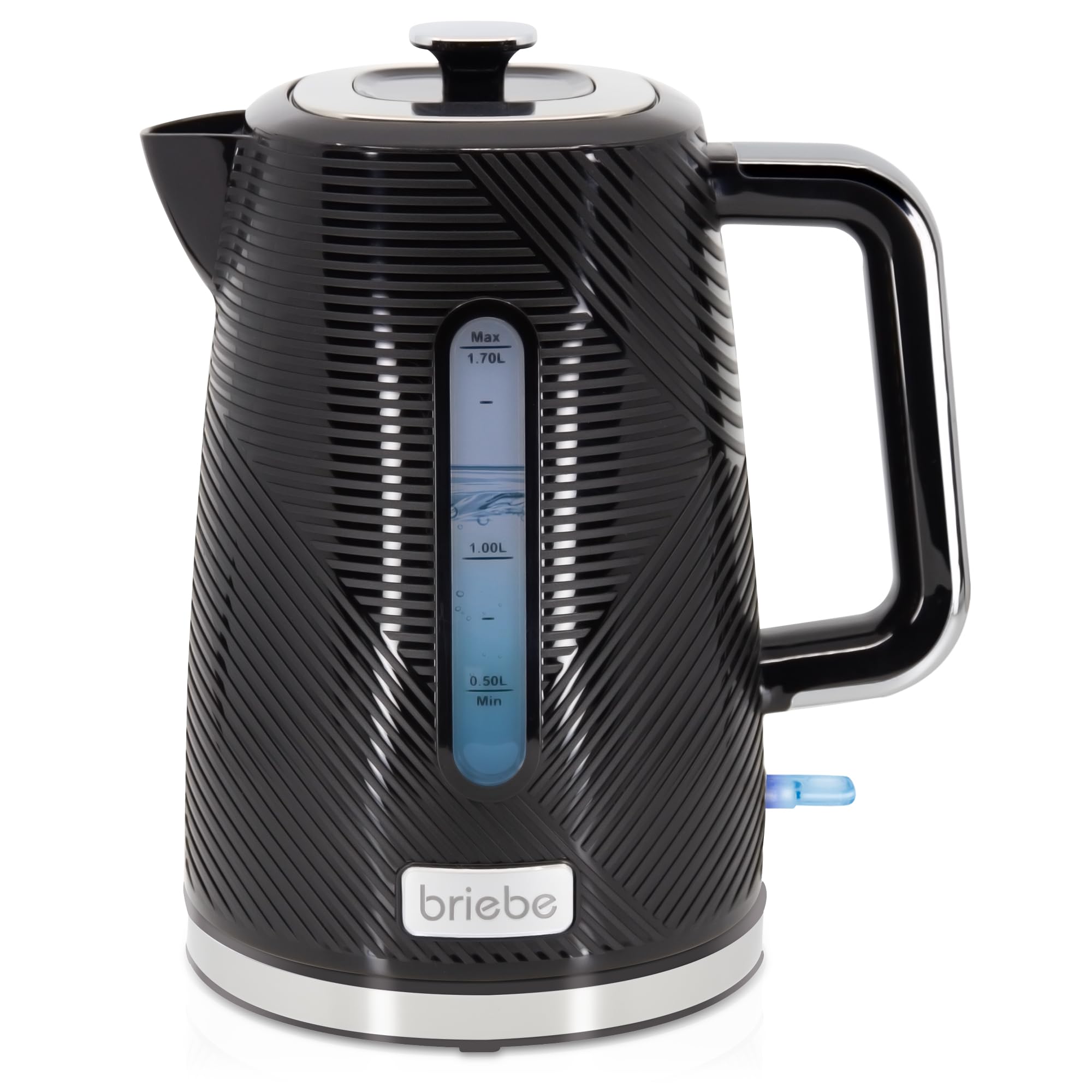 briebe Elegance Ensemble Grille Pain 2 Fentes Tranches Larges + Bouilloire Électrique 1,7 L, 2200W, sans BPA + Cafetière Filtre 10 Tasses, Pack Petit Déjeuner Électroménager, Design Moderne, Noir