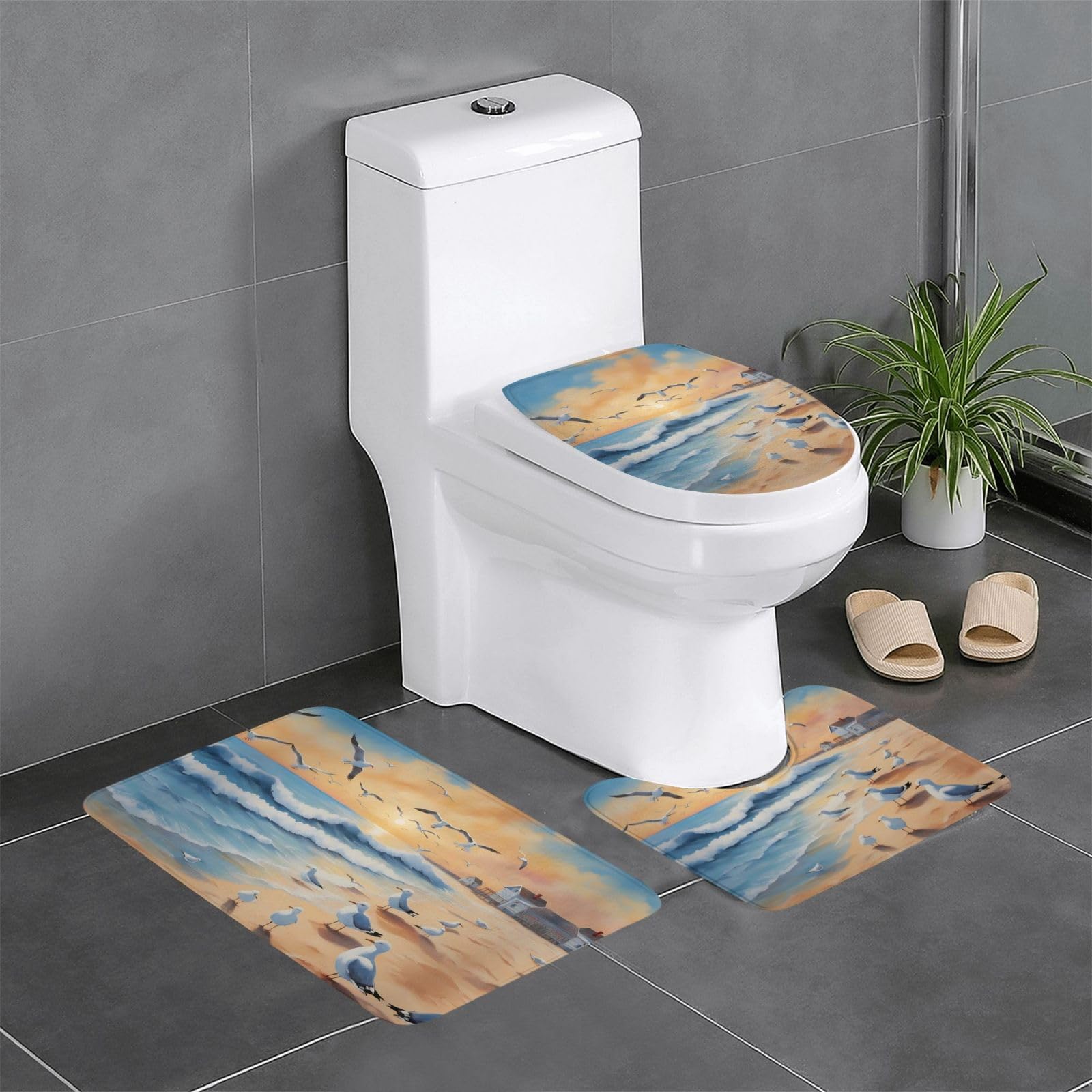 Tapis de salle de bain Airborne avec motif mouettes style bord de mer