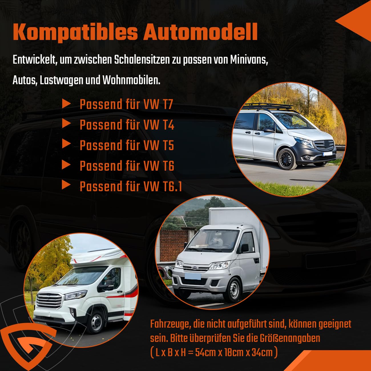 GEARMONSTER Mittelkonsole mit USB Aufladestation und Getränkehalter für VW T4 T5 T6 T6.1 T7 | 7-farbige Ambientebeleuchtung, Schwarzes Kunstleder mit Chrom-Zierleisten, Zigarettenanzünder, Praktischer Taschentuchhalter