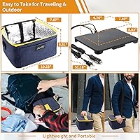 Vista 4 de Aotto Fiambrera eléctrica portátil para alimentos, 12 V/24 V/110 V, 3 en 1, calentador de alimentos para automóvil, caja de almuerzo calentada