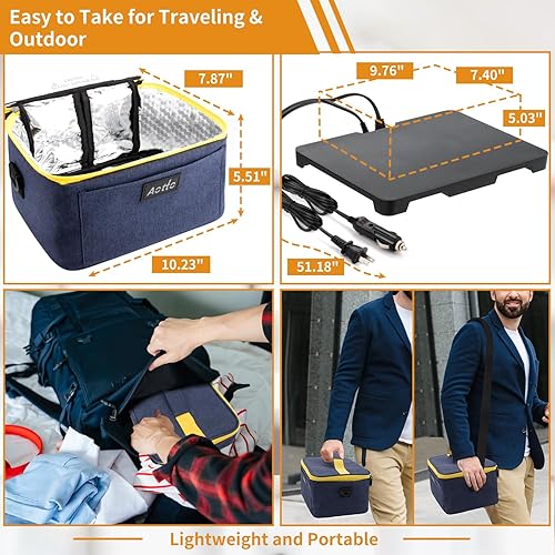 Miniatura 4 de Aotto Fiambrera eléctrica portátil para alimentos, 12 V24 V110 V, 3 en 1, calentador de alimentos para automóvil, caja de almuerzo calentada para