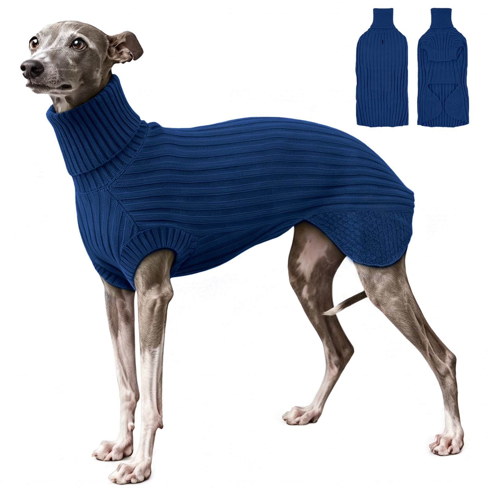 Italian Greyhound Jumper, Thick Warm Sweater for Whippets(Blue, XS)
