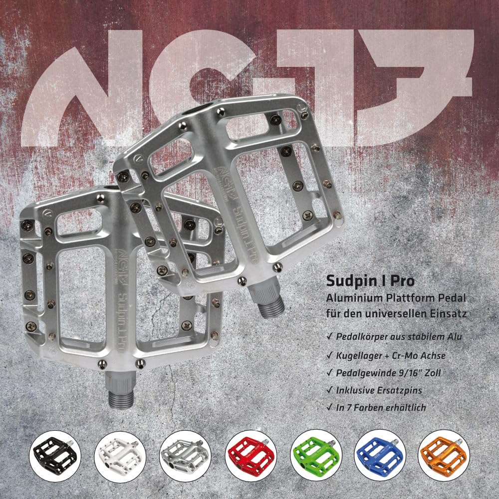 NC-17 Sudpin I Pro aluminiowy platformowy/rowerowy MTB/do roweru górskiego/BMX/łożysko kulkowe + oś Cr-Mo/w tym zapasowe kołki, różne kolory