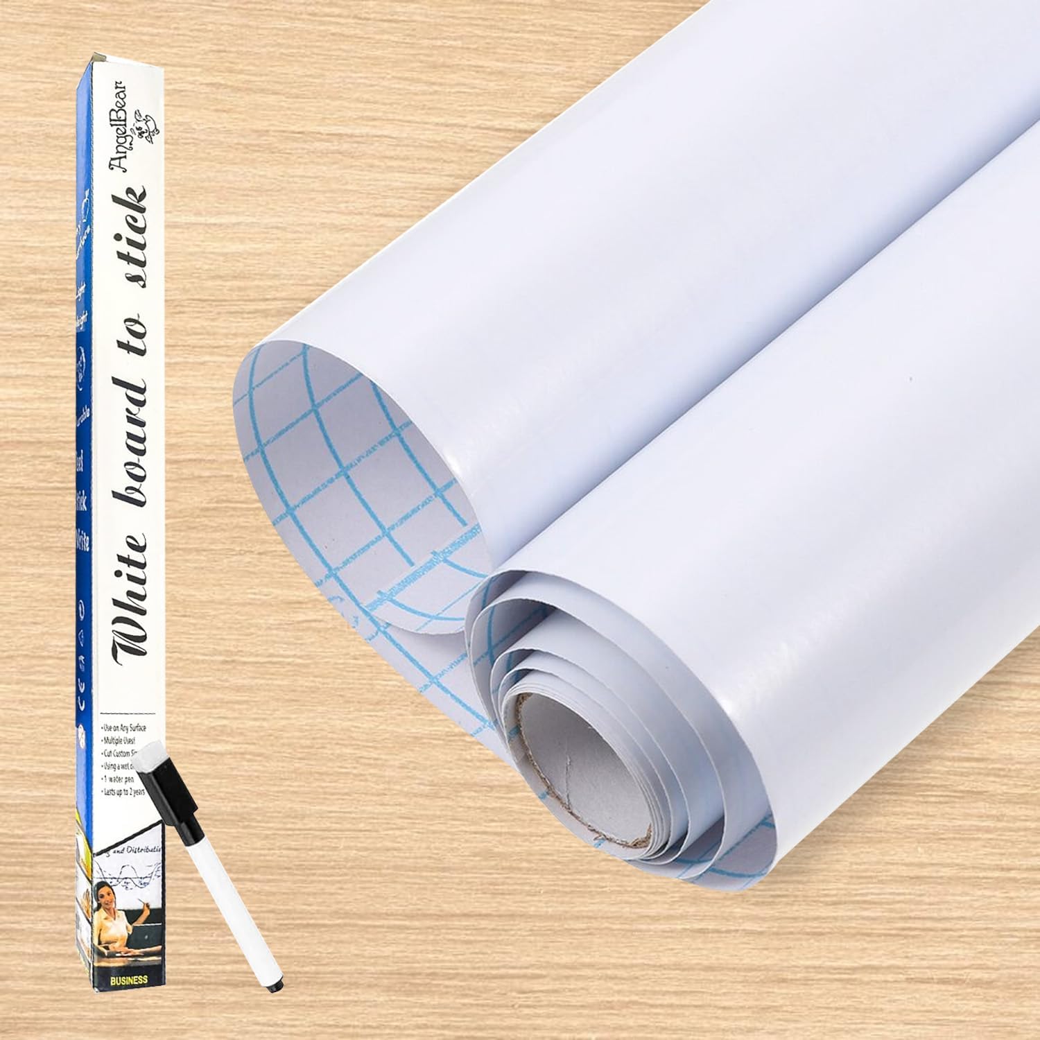 URBANFIX Polyvinyl Chloride White Board Wall Sticker Removable with 1 Sketch Pen for Home School Office College Kitchen Kids (45x200cm)