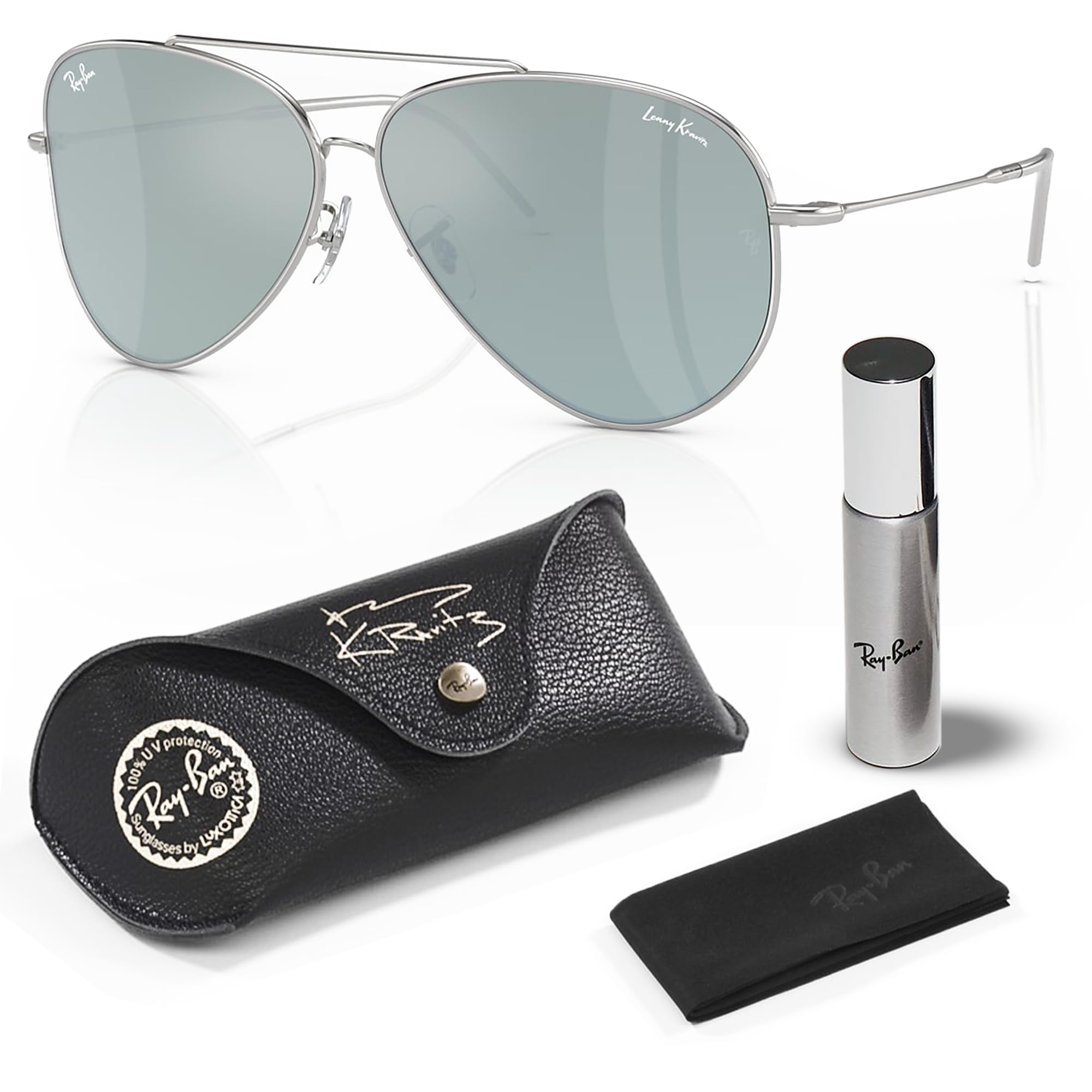 Ray-BanRBR0101S LENNY KRAVITZ X AVIATOR REVERSE Sunglasses With Eyewear Kit Bundle - Adjustable Nose Pads