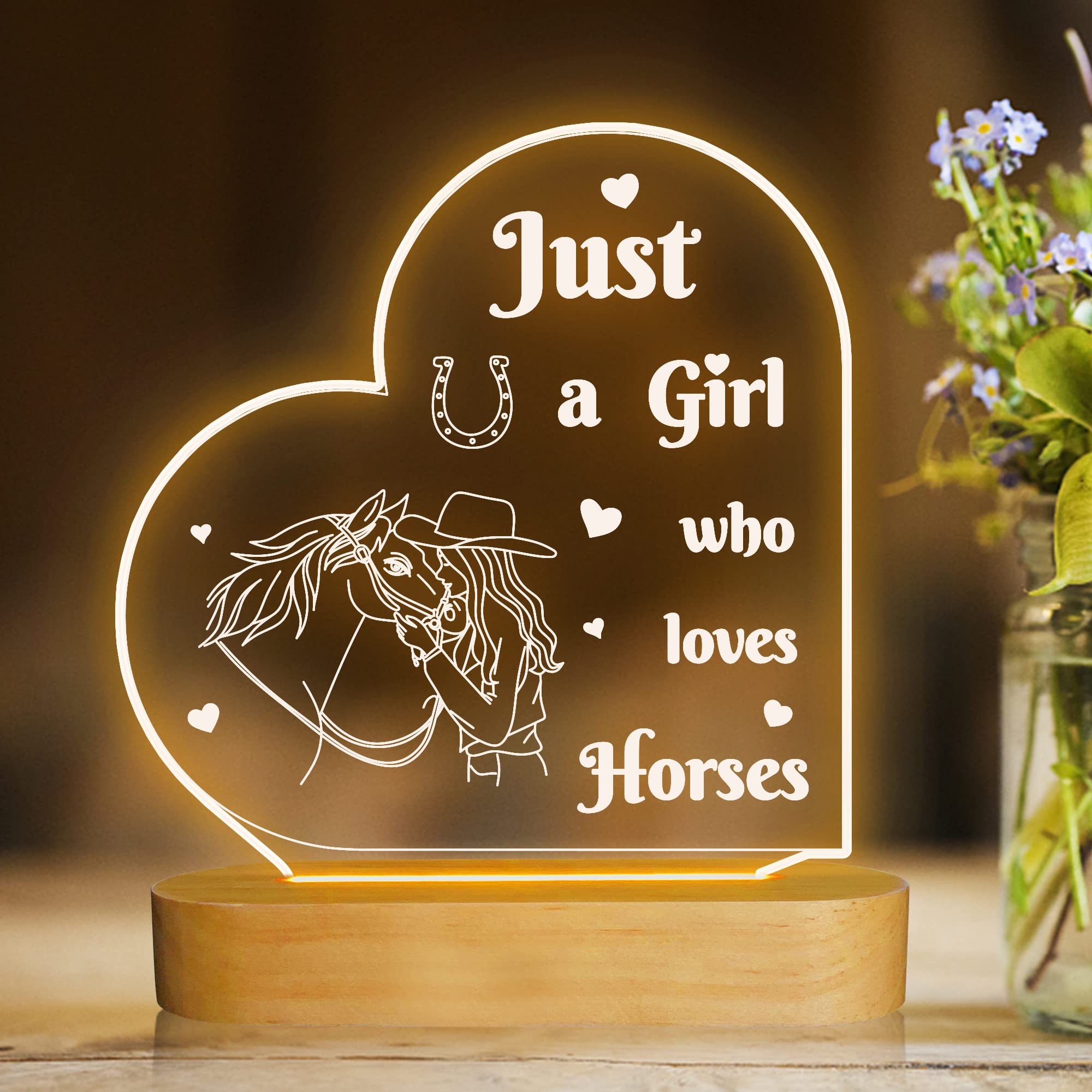 Horse Night Light for Girl, Attivolife Pony LED Table Lamp Cute Animal Warm White Room Decor, Horse Lover Best Friend Birthday Graduation Holiday Christmas Gift from Mom Dad Sister Horse Riding Coach