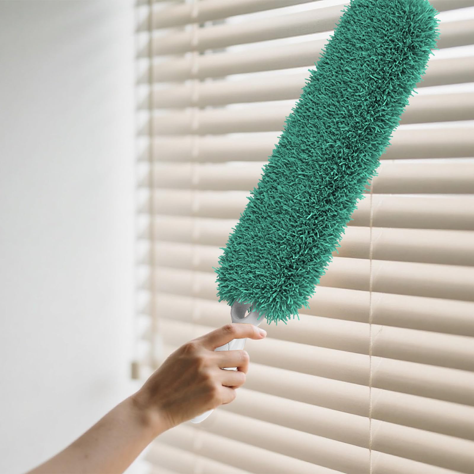 EHOMGUI Microfiber Duster with Handle and Washable Duster Head, Dusters for Cleaning,Green, Reusable Cleaning Tool,2PCS