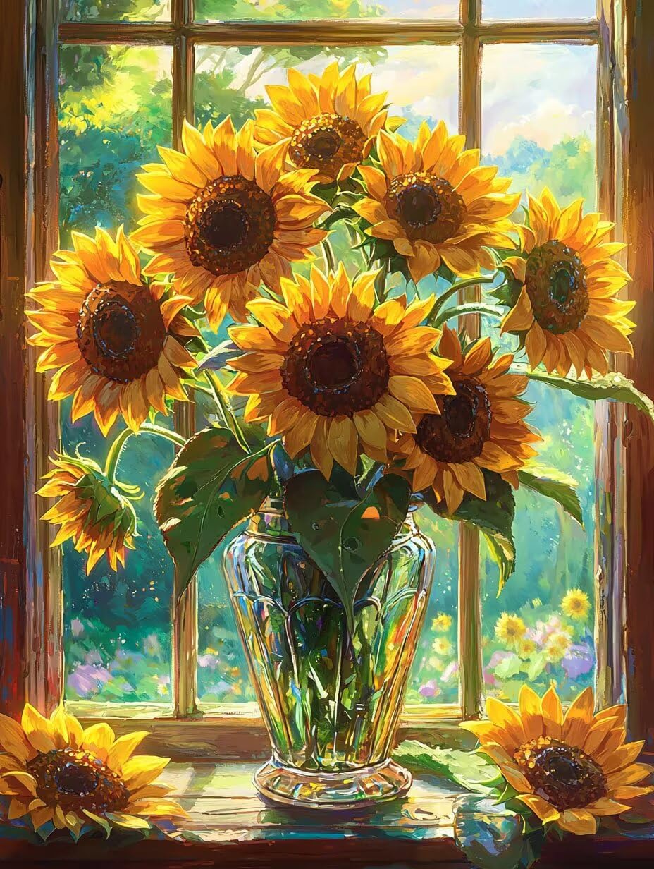 WEISHIWE Vase à tournesols Peinture Numero Adulte Kits, 80x100cm m-985