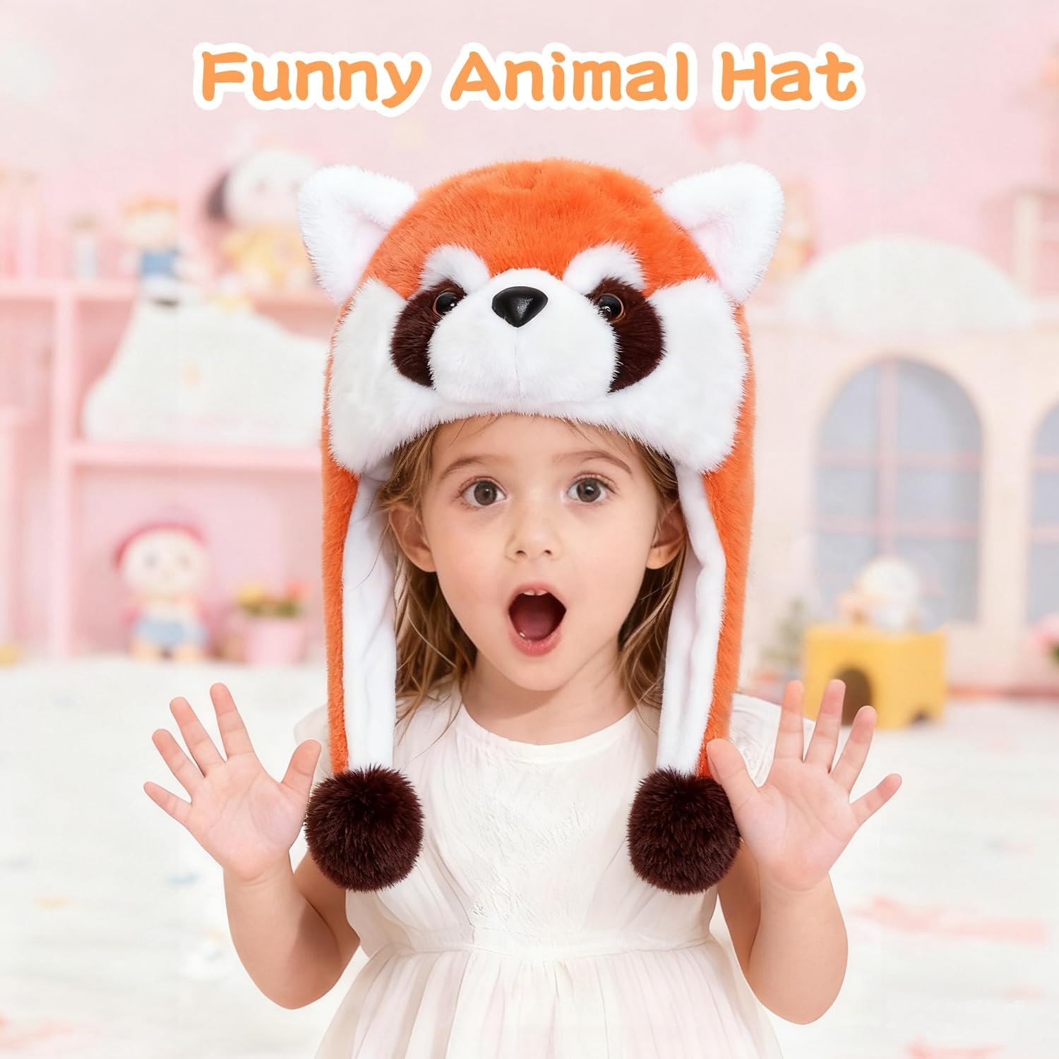 Funny Plush Animal Hat with Ears Moving Jumping Pop Up Beating, Floppy Moving Ears Hat for Women Christmas Dress Up - Image 5