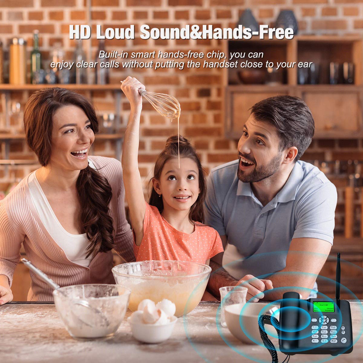 Lychee Tarjeta SIM Cuatribanda gsm Teléfono Fijo Pare tu Oficina o Familia,Multifuncional(Identificación de Llamadas, Manos Libres,Pantalla retroiluminada,Radio, Despertador)