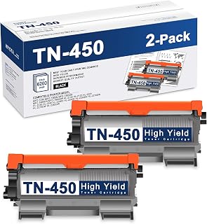 TN-450 Toner Cartridge High Yield 2 Pack Replacement for Brother TN450 TN 450 DCP-7060D DCP-7065DN HL-2230 HL-2240 HL-2270DW HL-2280DW Intellifax 2840 2940 MFC-7360N MFC-7860DW Printer Toner Black