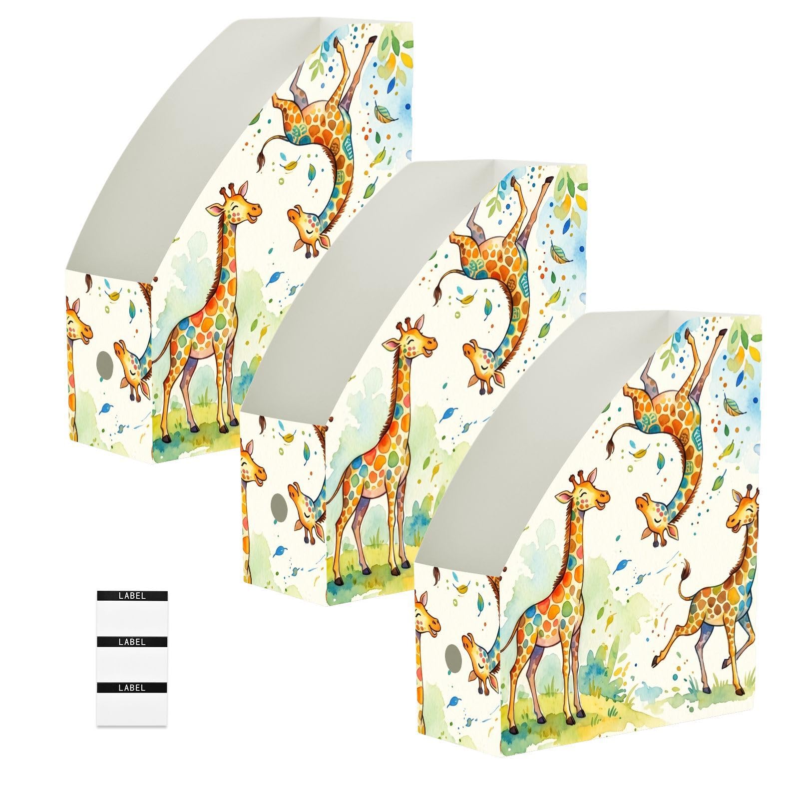 Aquarell-Giraffen-Aktenordner mit offener Aufbewahrungsmöglichkeit