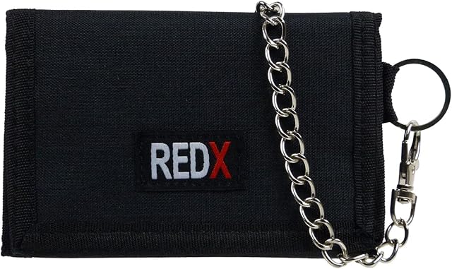 RED X Mens Canvas Tri-Fold Chain Wallet