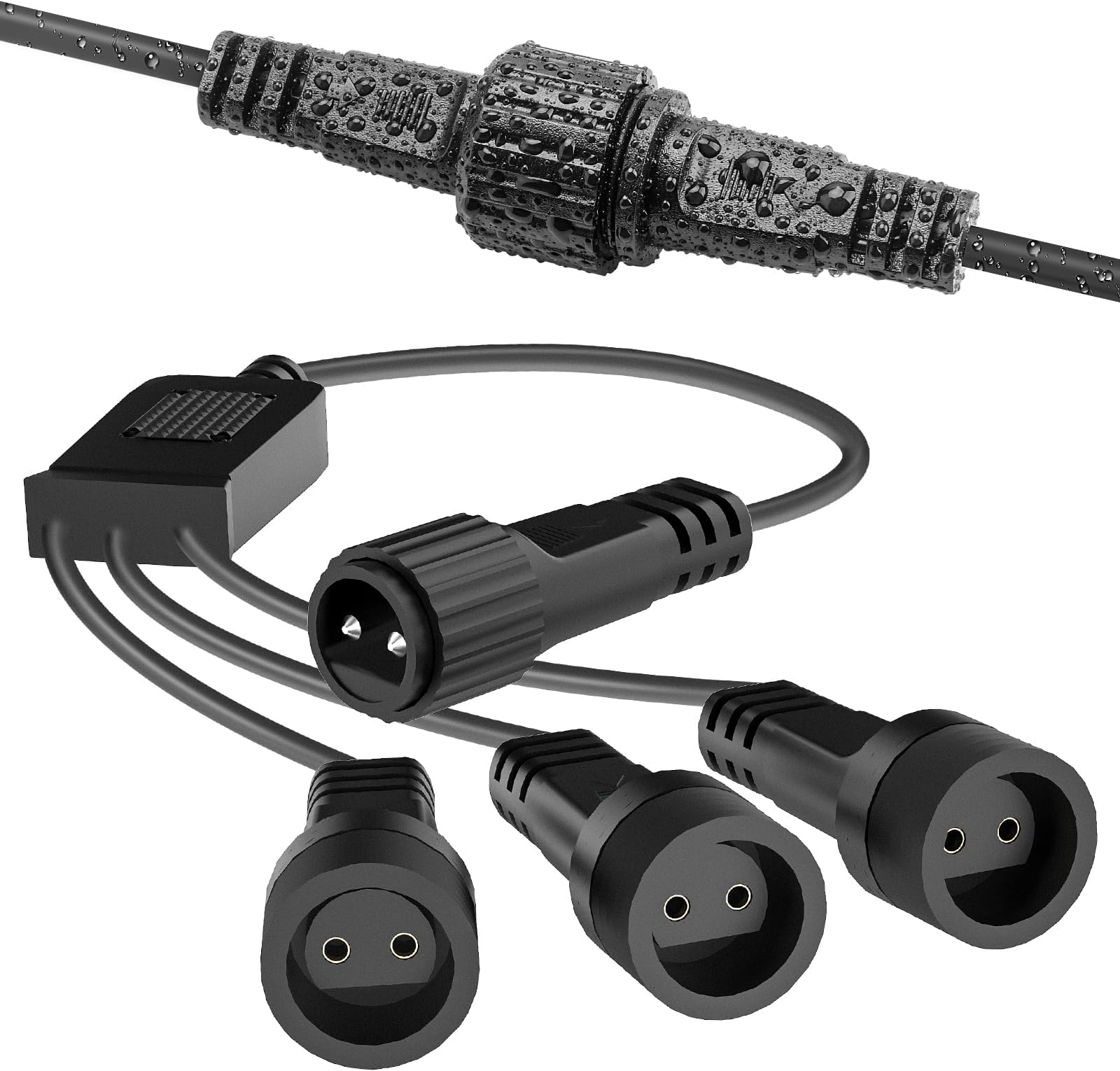 Gcstnn Splitter Connector for Christmas Lights, Splitter Cable 1 to 3 Y-Shaped Two Pin Connectors, for Icicle, Net, Curtain, G40 Globe, Christmas Fairy Lights