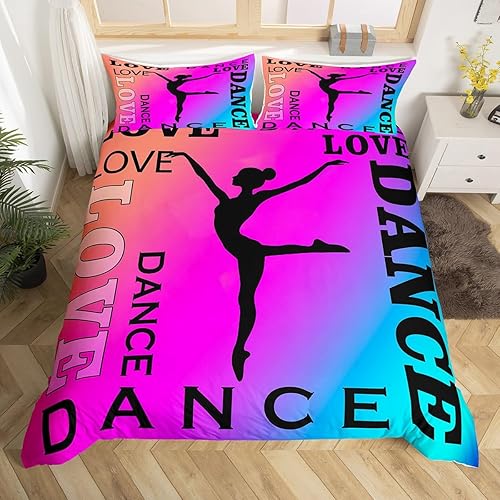 Miniatura 3 de Juego de ropa de cama de gimnasia de ballet para niñas y niños ejercicios de piso, funda de edredón decorativa de atletismo, funda de edredón rosa