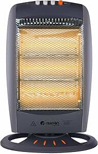 THINIA HOME - Estufa Eléctrica Halógena de Bajo Consumo, Movimiento Oscilante, Sensor de Protección Antivuelco, 3 Niveles de Potencia, 1200W, Diseño Portátil, Gris