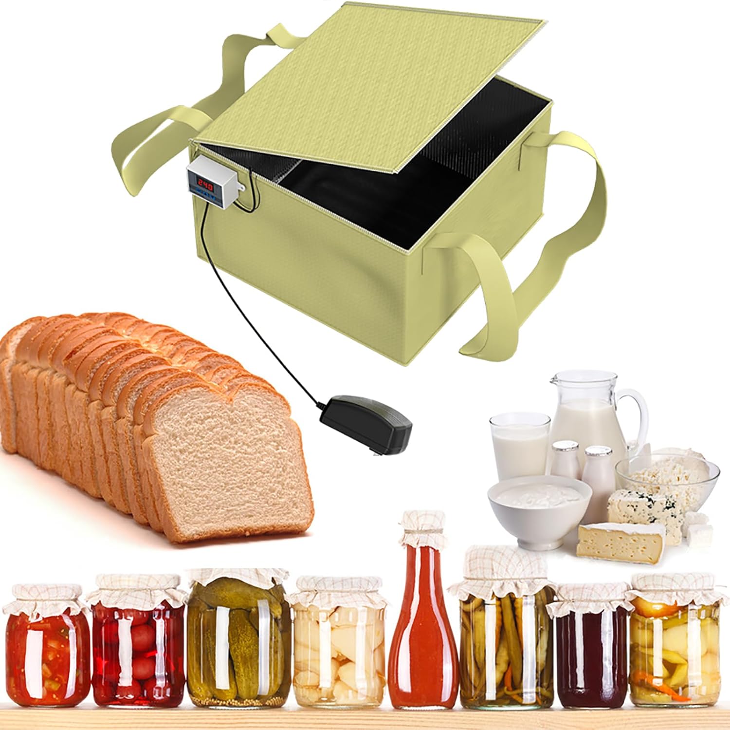 FIUZA Fermentation Box, Household Constant Temperature and Heat Preservation Fermentation Tank, DC Power Supply, Precise Temperature Control at 0.1°C, Temperature Control Range: -50~110°C