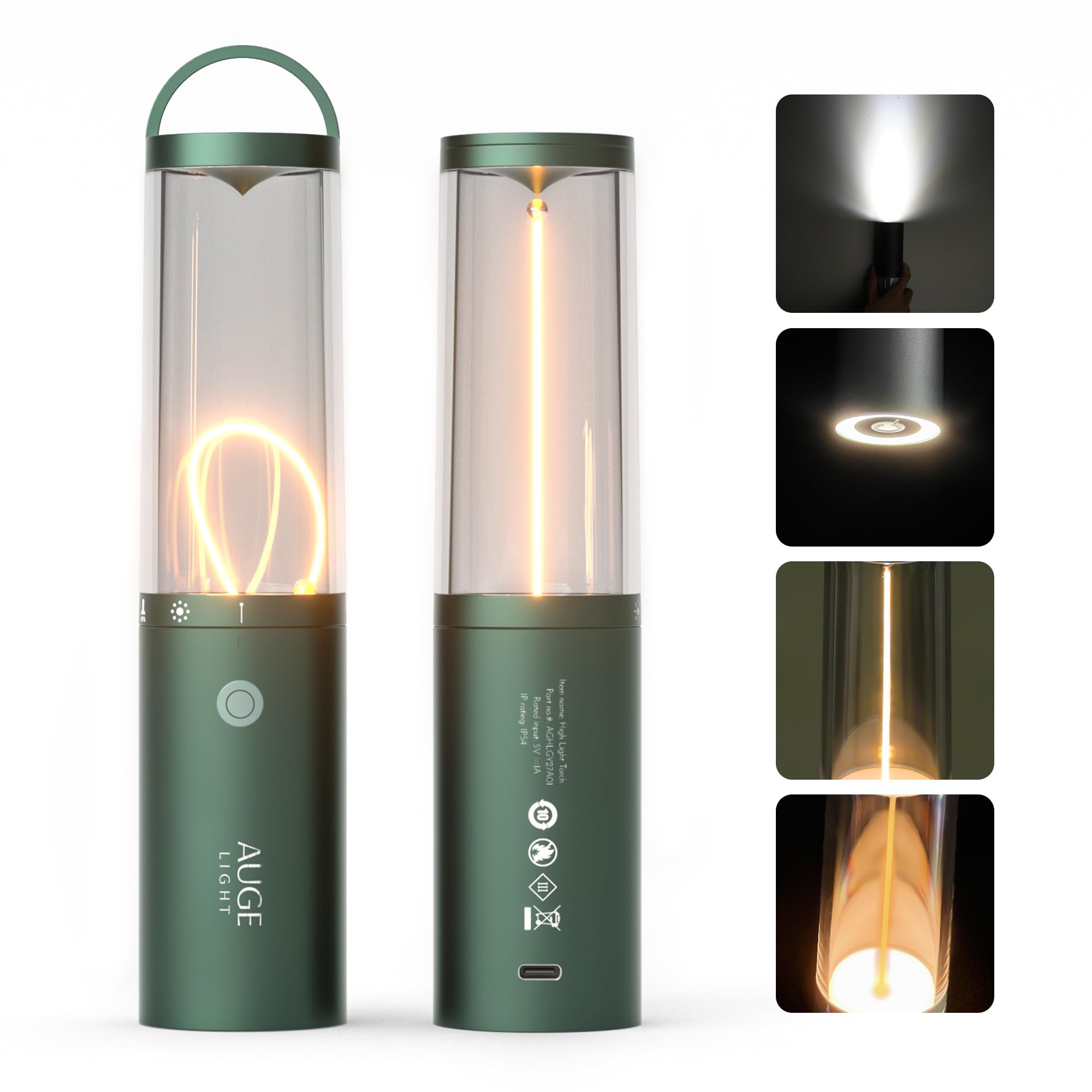 4-in 1 Rechargeable Camping Lights, LED Flashlight High Lumen with Hidden Hook SOS Mode Ultra-Long Life 35H Ambient Tent Lights for Household Essentials,Hiking,Camp,Outdoor