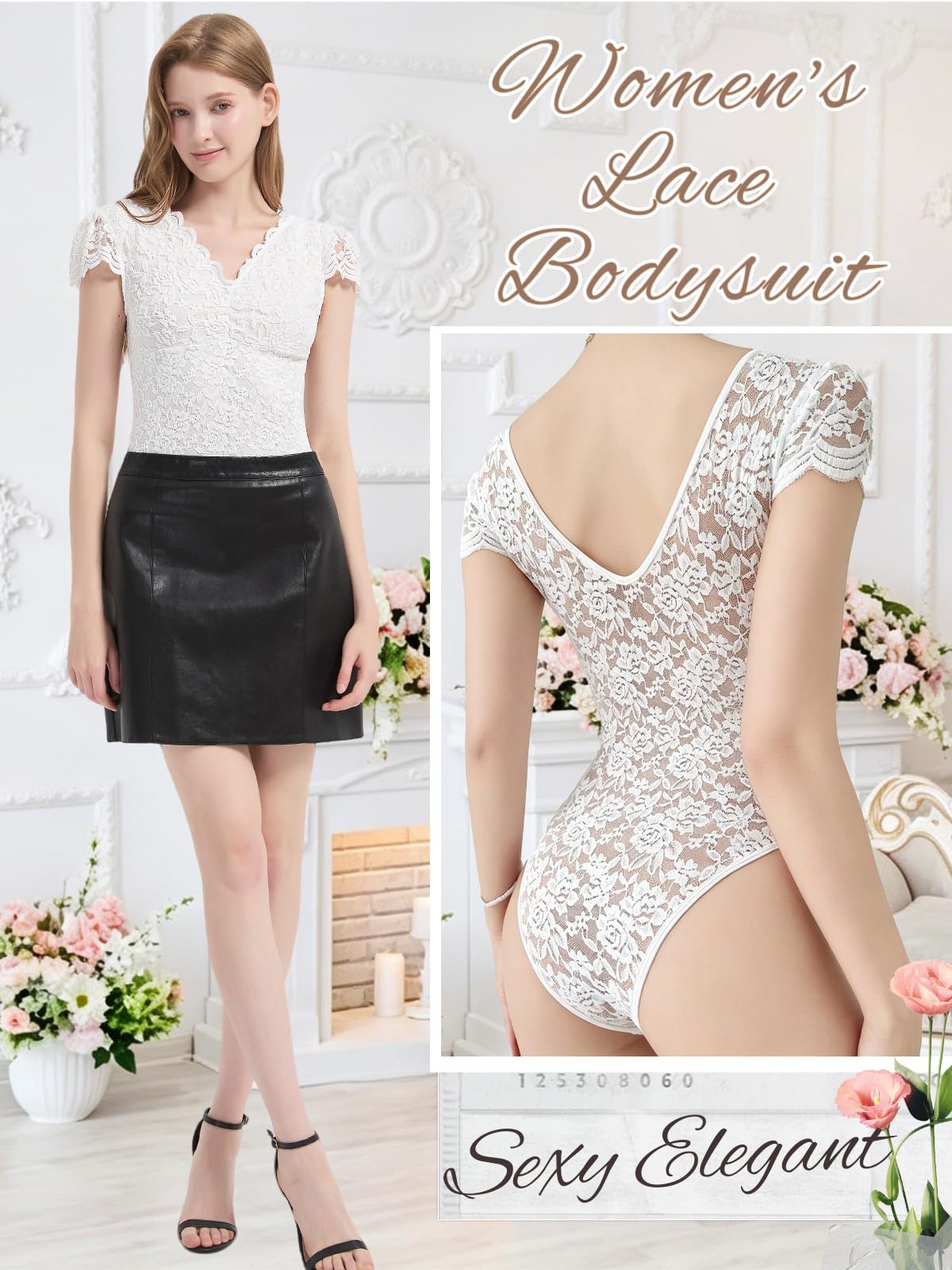 Body Damen Spitze Bodysuit V-Ausschnitt Kurzarm Trachtenbody Elegant Sexy Rückenfreie Spitzenbody Floral Stickerei Bodies Dirndl Body mit Druckknöpfen Festival Party Going Out Oberteil