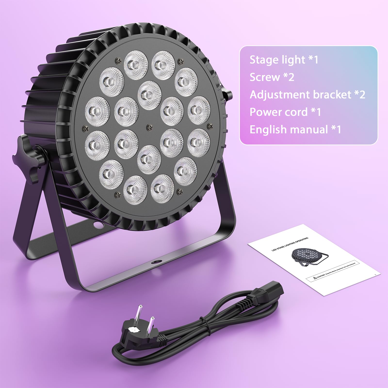 2 pezzi 200W UV+RGB 18 LED per proiettore, luce di scena luce da festa DMX512 illuminazione da discoteca per DJ Party Show Bar Halloween Natale