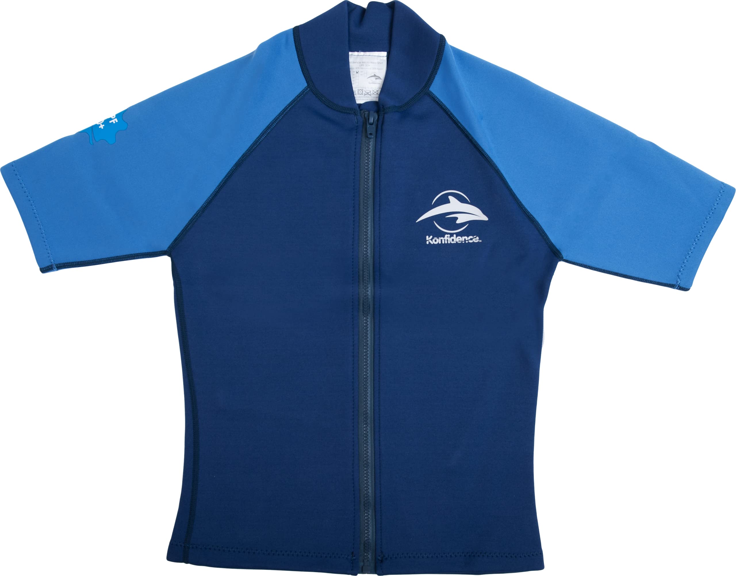 Konfidence Warma Wetsuit Top - Zipped Neoprene T-Shirt - Ideal for Pool and Beach 2mm Thick Neoprene (Blue/Navy, 40" Chest)