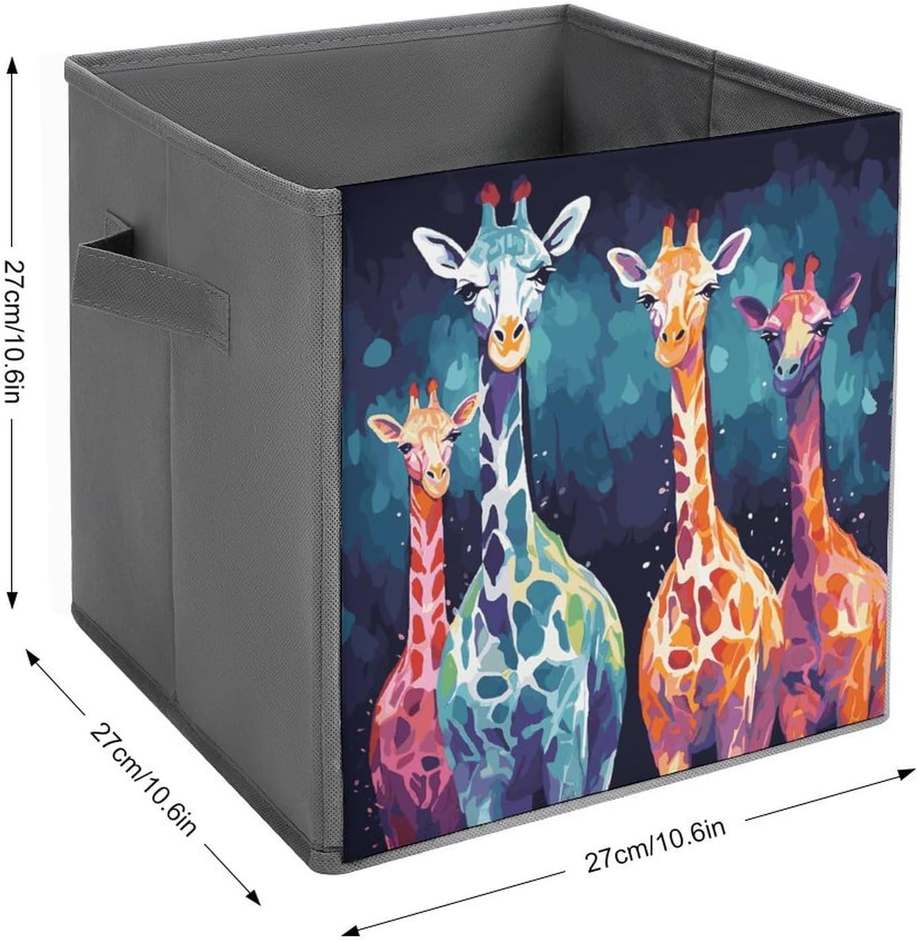 Folding Storage Bins Oxford Fabric Clothes Storage Boxes with Handles | Colorful Giraffe Fans Lovers Cube Organizer, Easy to Store, Multi Functional Cube Storage Organizer for Office Bedroom