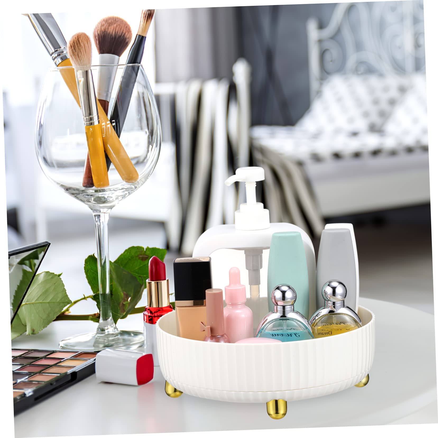 Alipis Organizer per Cosmetici Rotante, Cosmetic Pouch, Box Porta Trucchi da Tavolo in Pp, 2 Pezzi, Grande Capacità, Facile da Pulire