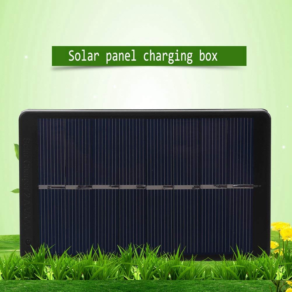 Nikou Panel Solar Cargador - 1W 4V portátil Panel de batería Solar Chager de Carga Caja for AA/AAA Negro