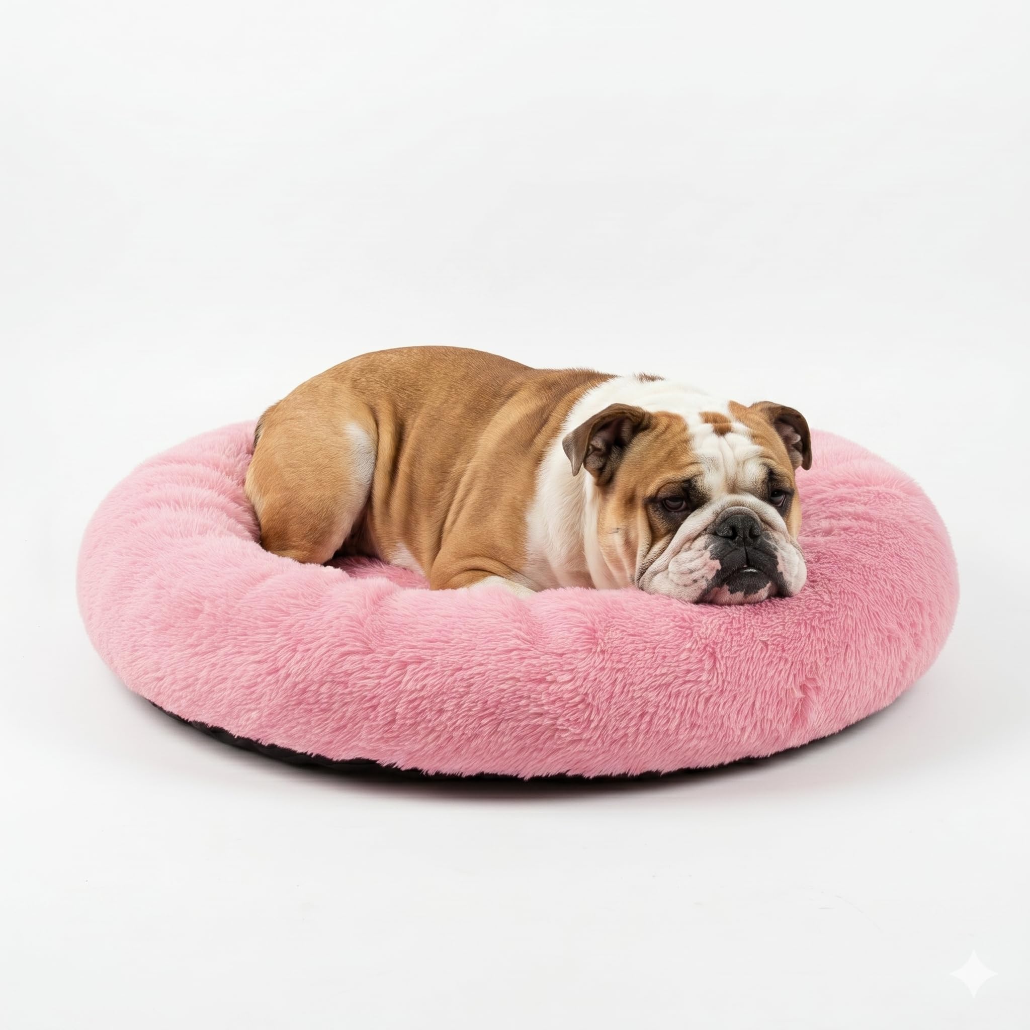 Ultra Soft Fluffy Pet Bed for Cats & Puppies | Washable Round Donut Bed with Comfortable Fiber Cushioning (Pink) Small Size-image-14
