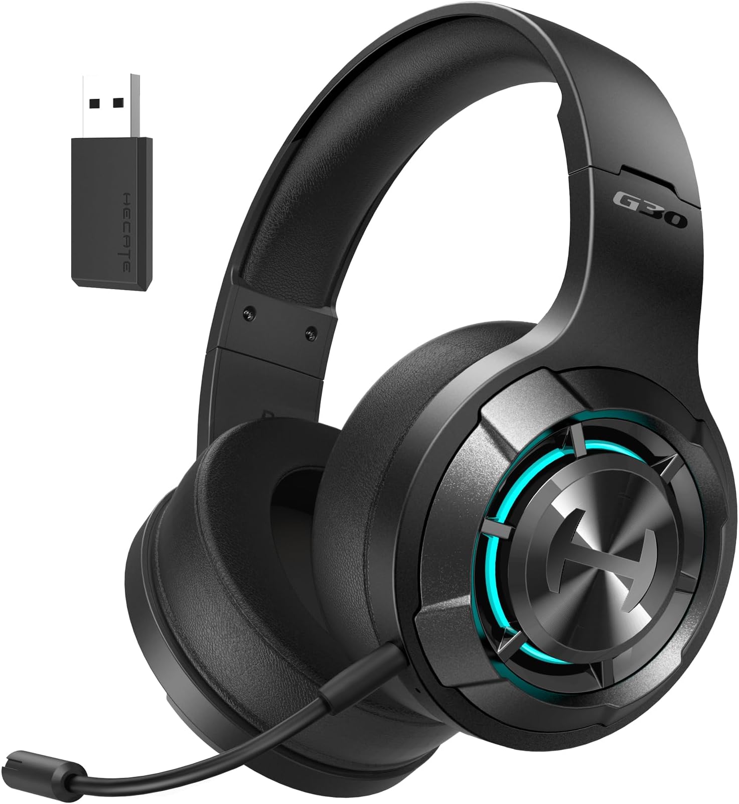 HECATE by Edifier G30 S Wireless Gaming Headset, 2.4GHz / Bluetooth 5.3 Dual-Mode Transmission, Game Sound Effects, Dual Noise Cancelling Microphone for PC/MAC/PS4/PS5, RGB Lighting - Black