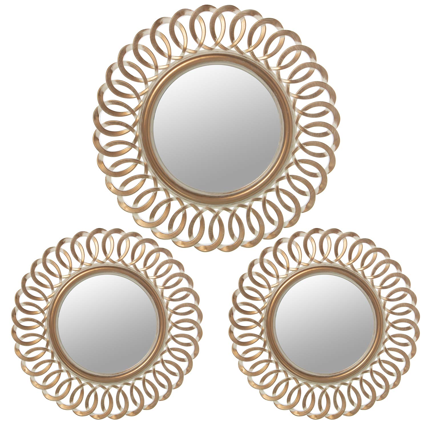 Miroir mural design blanc lot de 3 ronds miroir mélamine salon et chambre