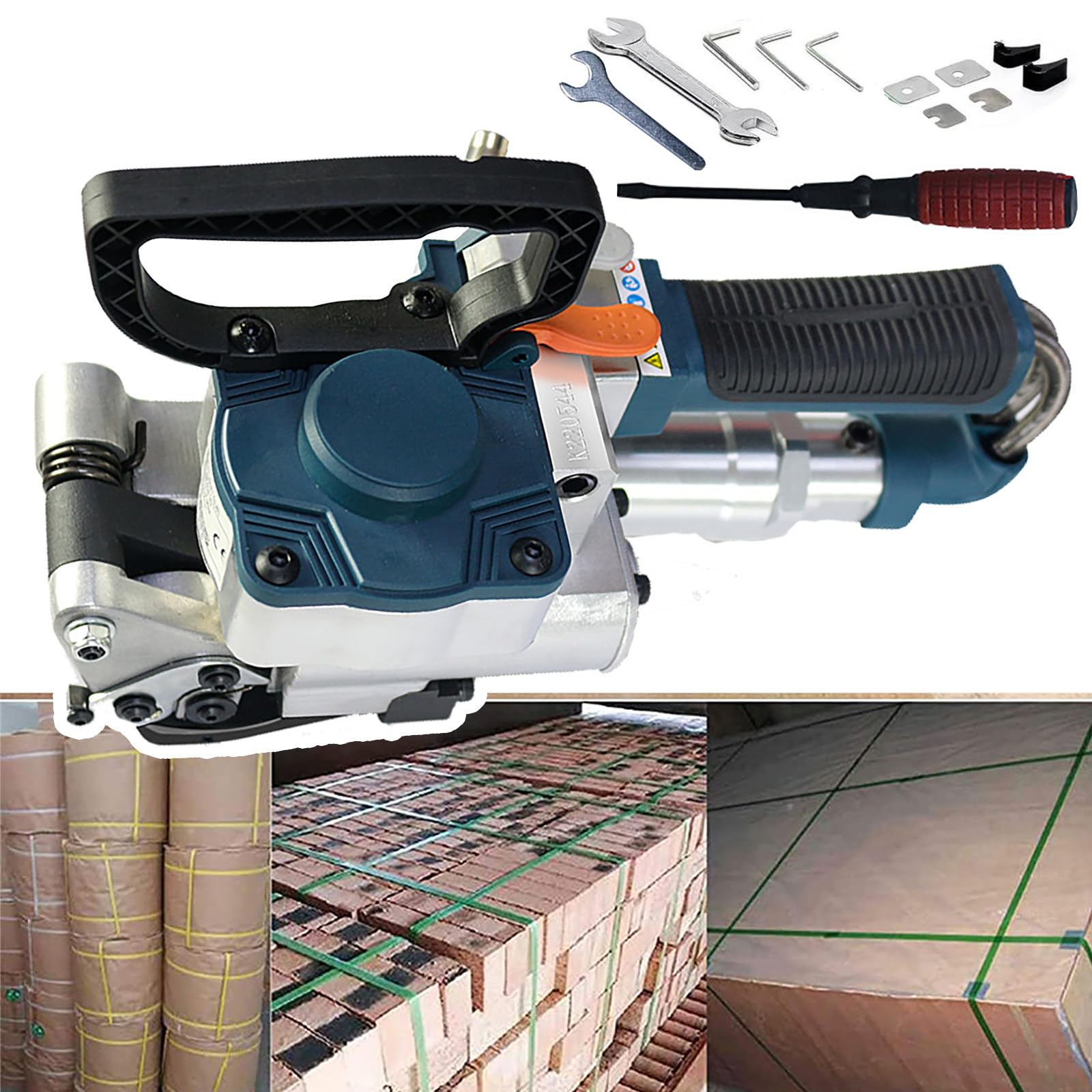 FAXIOAWA Reggiatrice pneumatica, (per reggette in PP Pet con Larghezza 13-19 mm/19-25 mm), Tensione Massima: 3500 N, reggiatrice Portatile per imballaggi,25MM-B