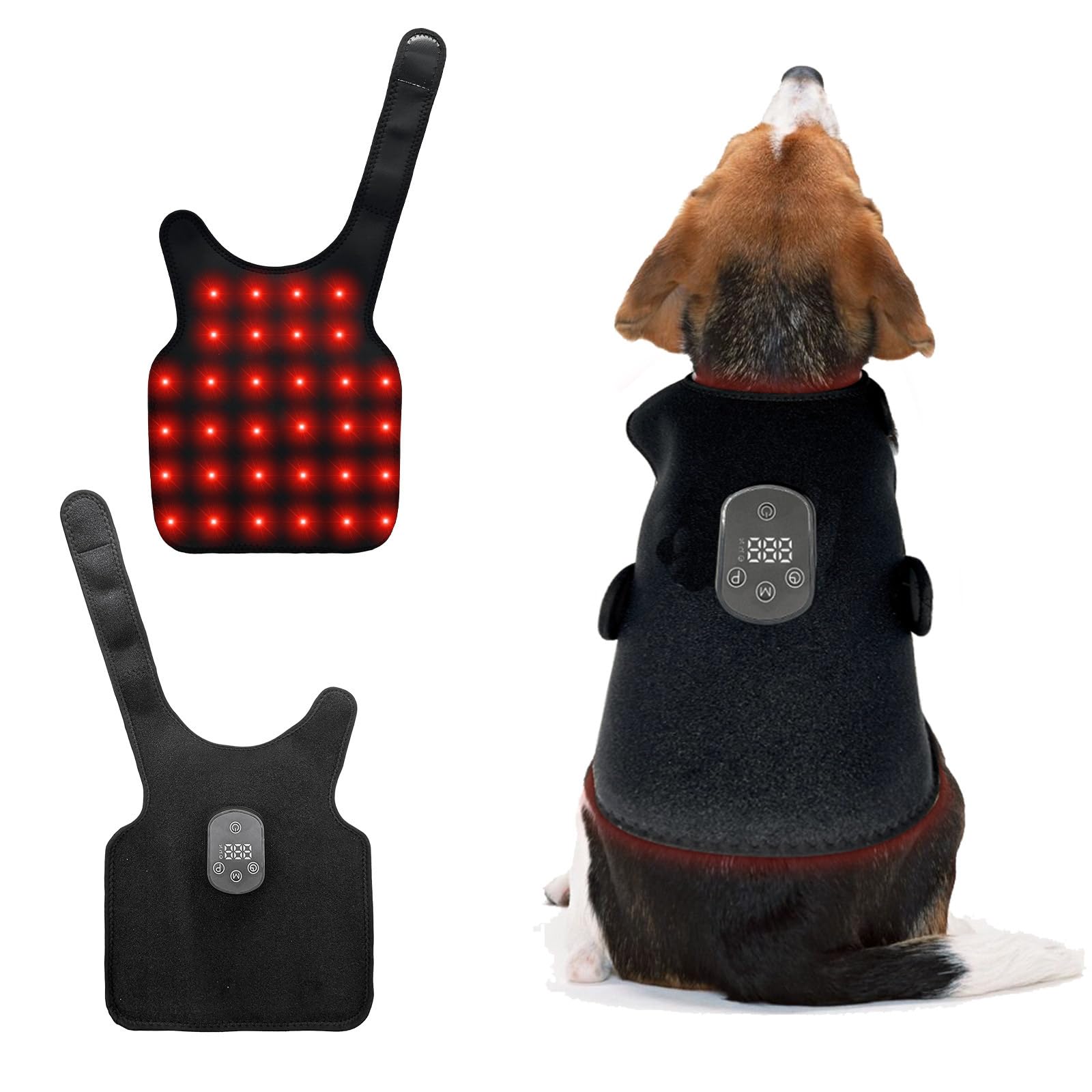 Cinturón De Terapia De Luz Roja para Mascotas, Dispositivo De Sanación por Infrarrojos De 660 NM Y 850 NM para Todos Los Perros Y Gatos, Control Mediante Panel Táctil, Seguro Y No Invasivo