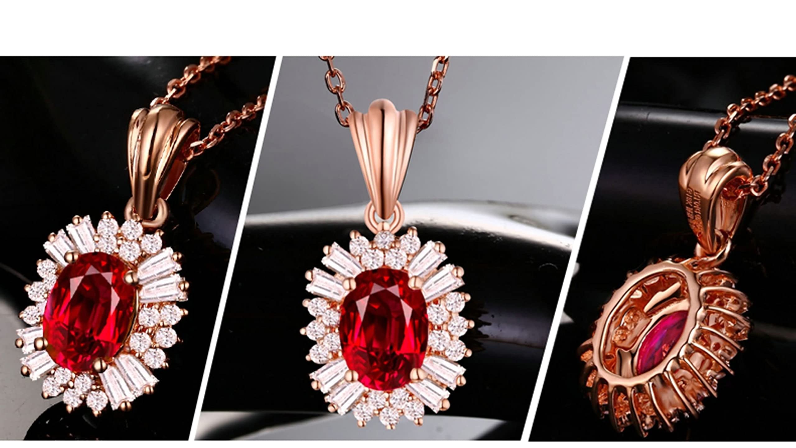 XANAYXWJ Damen-Halskette, Anhänger-Halskette aus 18 Karat Gold mit Edelstein, luxuriöse Dame