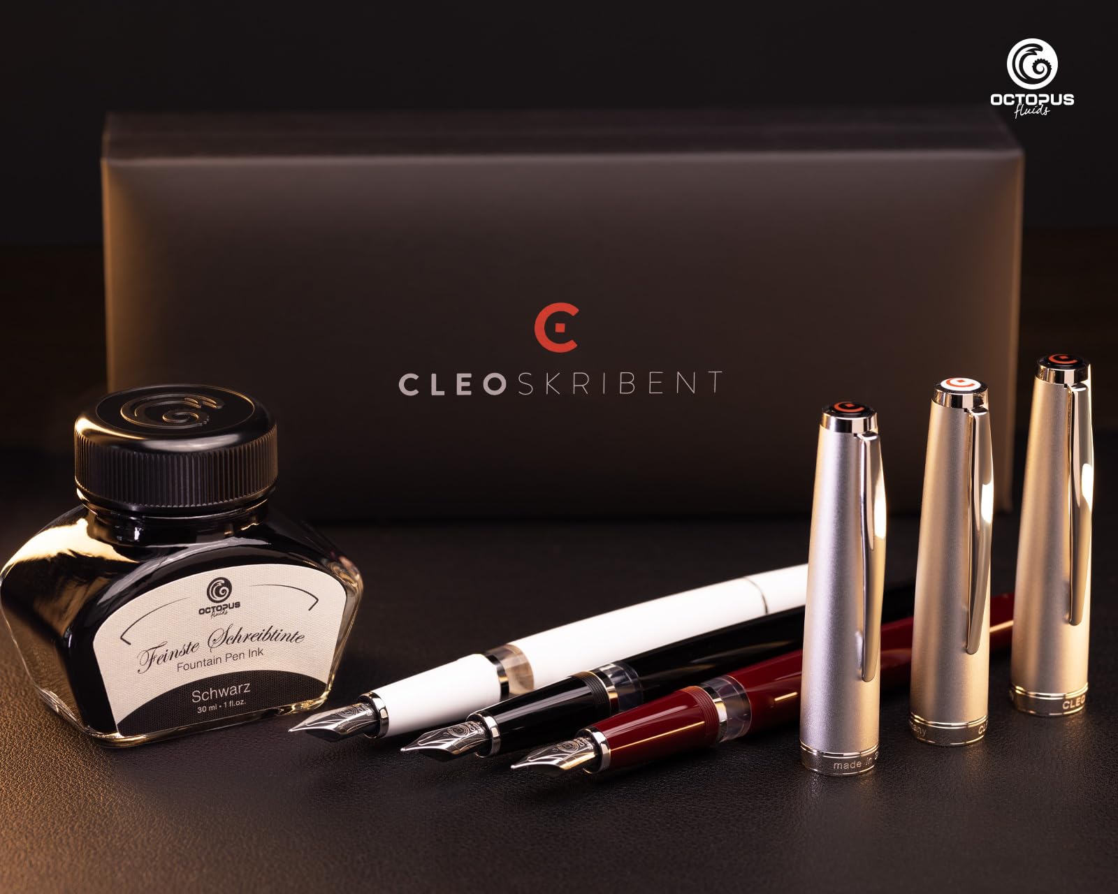 Octopus Cleo Skribent Classic zestaw piór wiecznych, tłok, pióro M i tusz 30 ml, kolor czarny