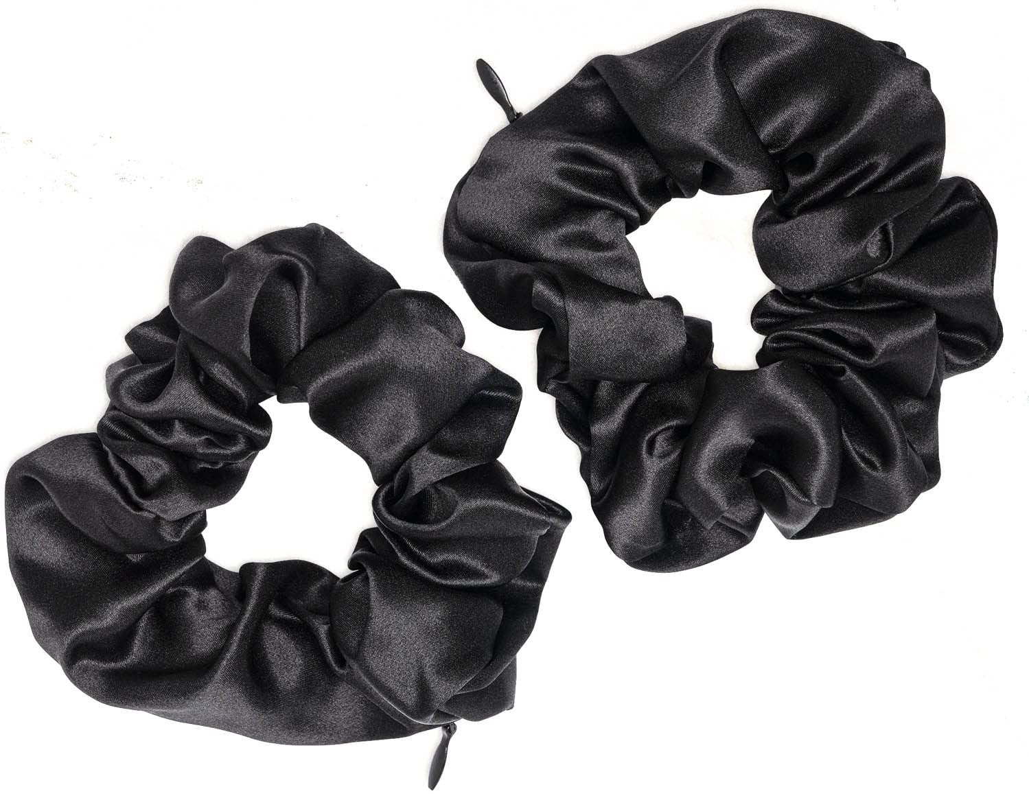 Mytoptrendz® 2 PCS Soft Silky Satin Scrunchies Ponytail hair Tie with Hidden Zipper Pocket Girls Hair Tie Women Accessory (Black)