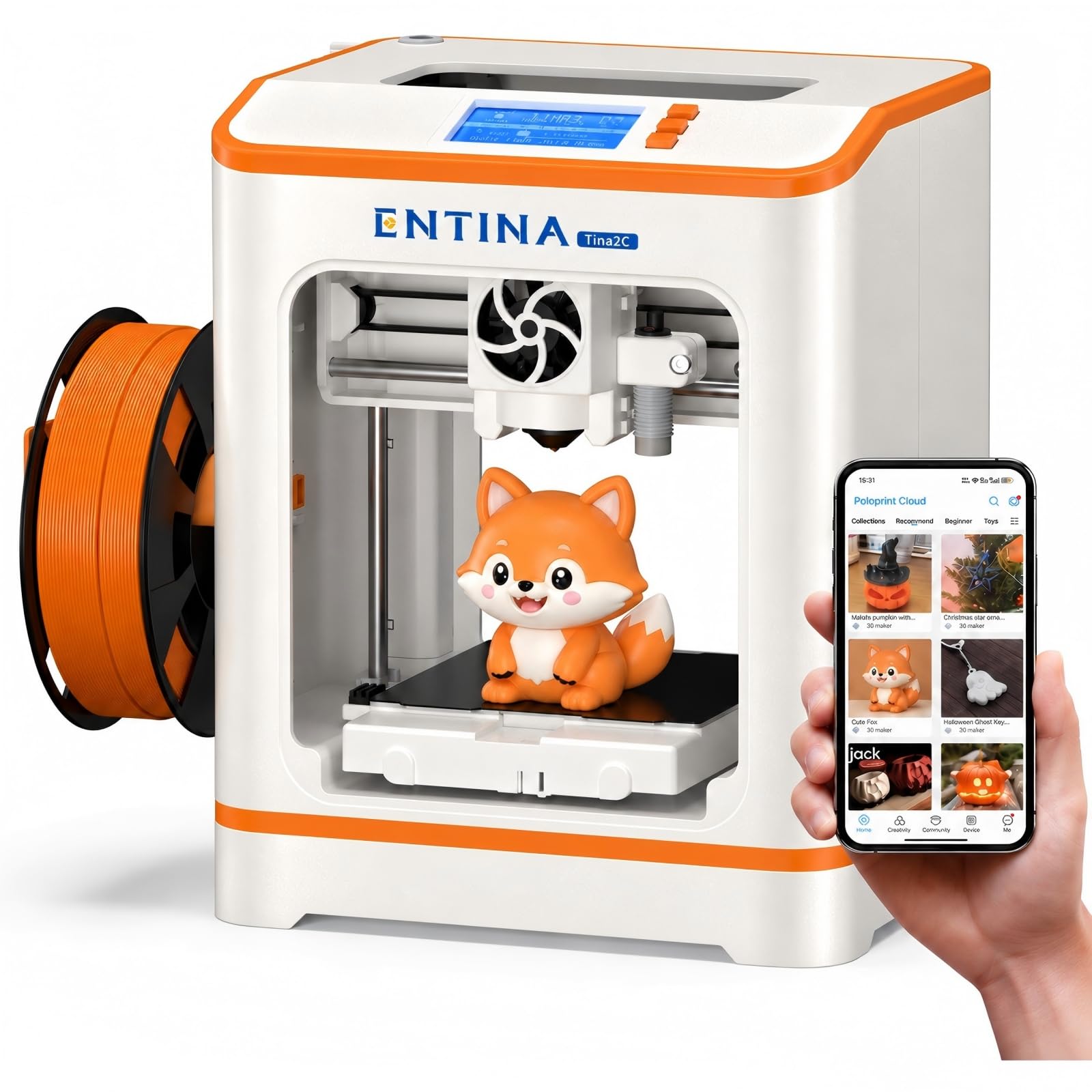 Entina Tina2C 3D Printer for Beginners, Fully Assembled Starter Mini 3D Printer