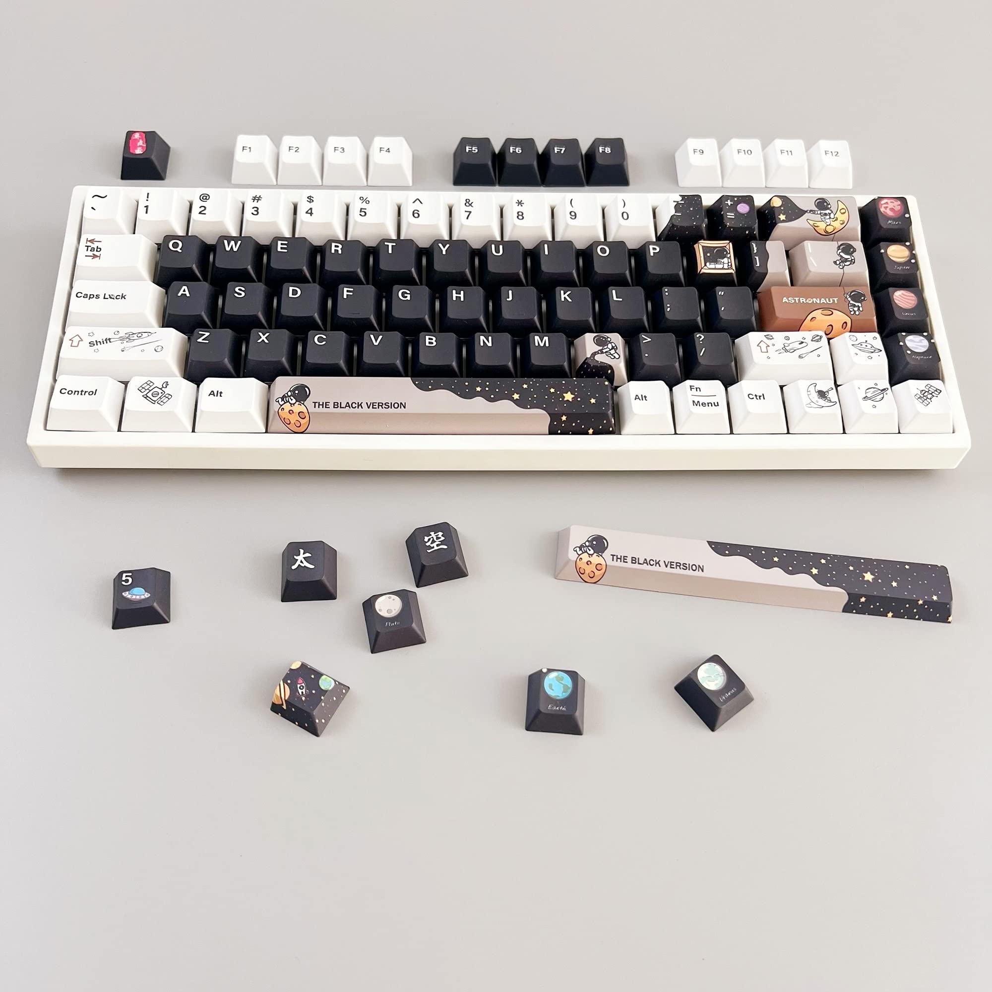 DucKey Set Copritasti Astronauta, Tema Spaziale 138 Tasti Dye-Sub Cherry Profile PBT Keycap per Interruttore MX Tastiera da Gioco Meccanica Personalizzata