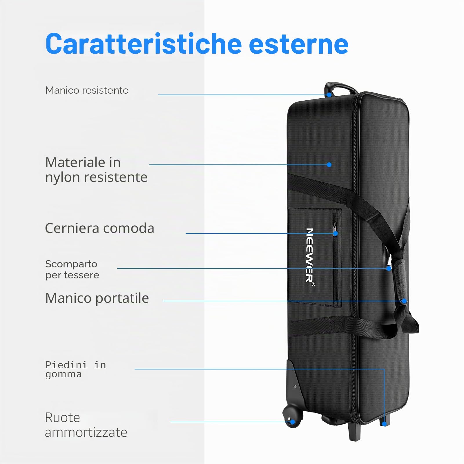 NEEWER Attrezzature per studio fotografico, borsa per il trasporto per supporto leggero, treppiede, luce flash, schermo da studio, studio fotografico, ecc (NW-B01)