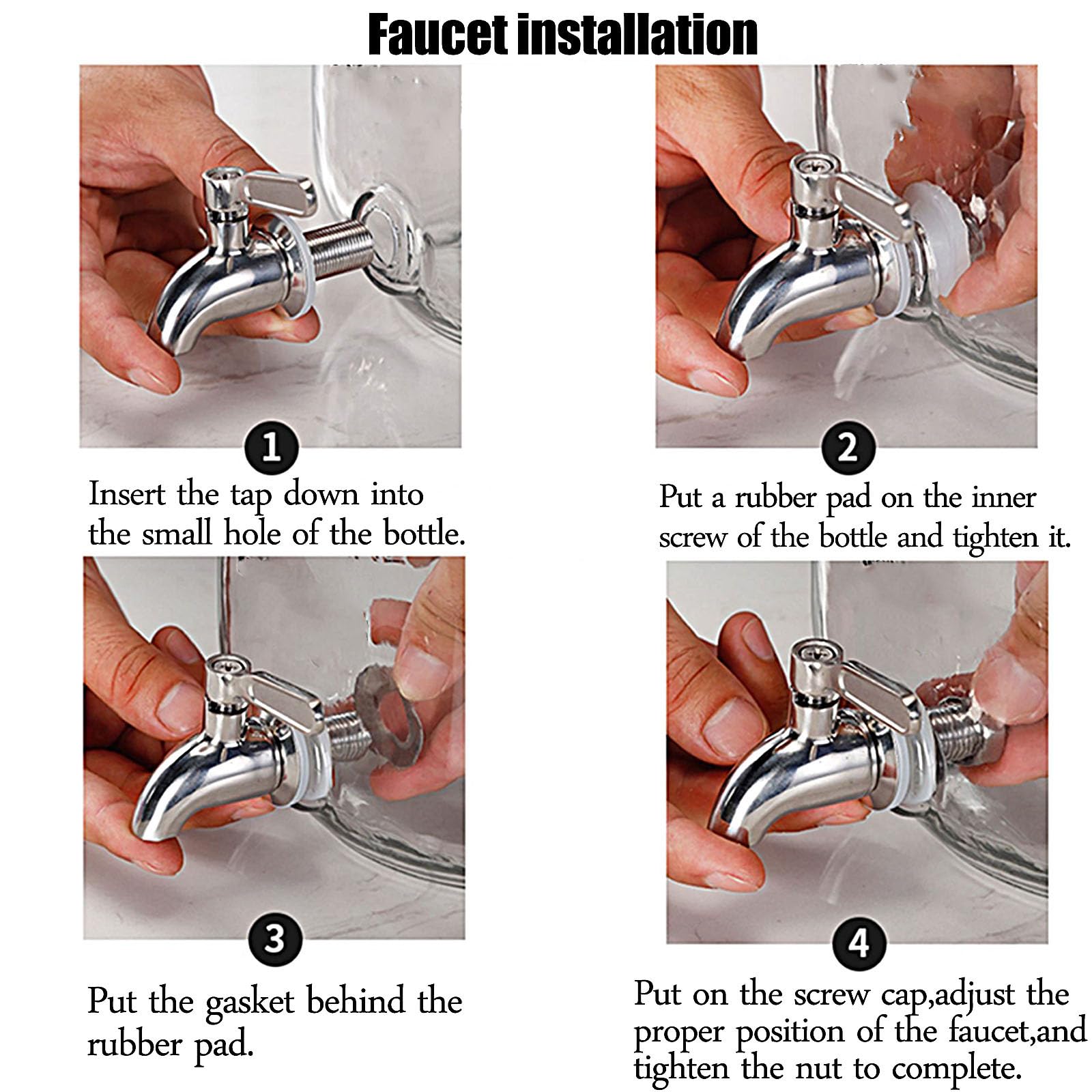 Getränkespender,Glaskaraffe Mit Deckel,Glaskrug Mit Wasserhahn Und Deckel Aus,Getränkekaraffe Glaskrug Für Kalt & Heiß Wasser Eistee Kaffee Milch Saft,Stainless Steel Faucet,5.5L