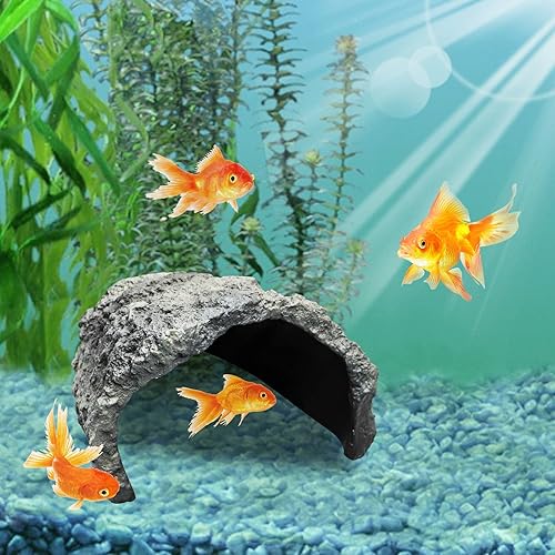 Miniatura 2 de Cueva extragrande de piel de reptiles, cueva de piel de peces de resina, accesorios de decoración de acuario de pecera, hábitat de piel de animales