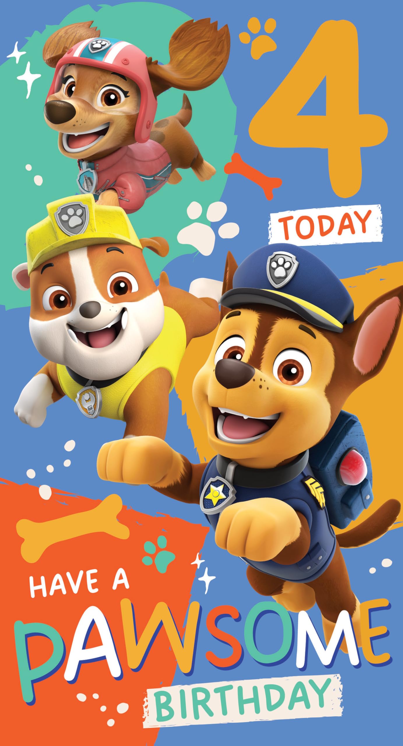 Danilo Promotions Ltd Paw Patrol Birthday Card with Stickers, Age 4
