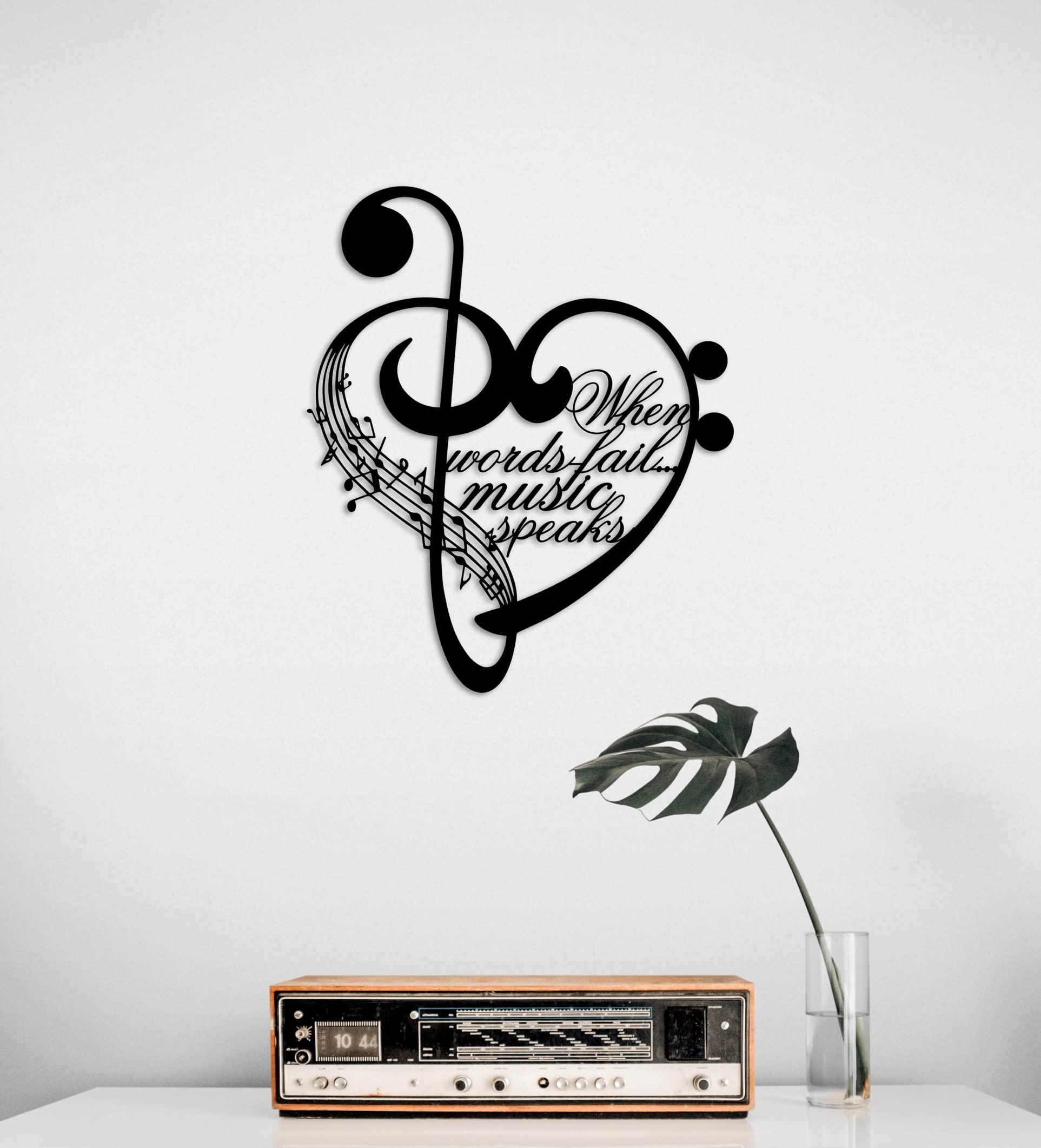 Adma Wall Art Personalized Music Metal & Decor, Custom Notes Gift, Gift for Musician, Teacher Home Decor Lovers Living Room, Entrway or Bedroom, Sculpture (Black-14''-Ready Text)