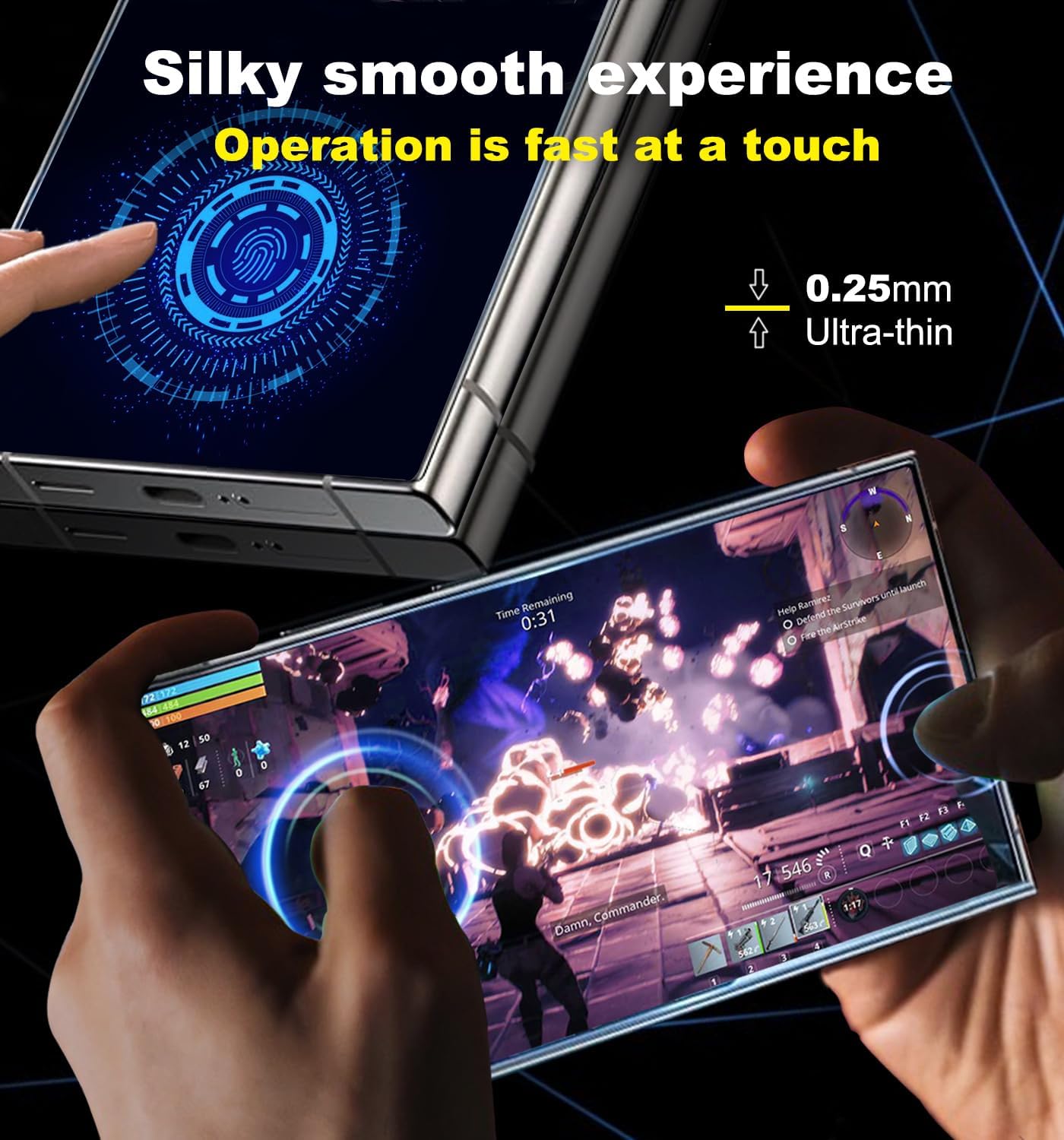 2 Pack for Samsung Galaxy S24 Ultra Screen Protector 6.8" with 3D Curved HD Clear Film, [Auto Alignment Cabin/Bubble-Free],Bumper Protective Cover,100% Fingerprint ID Compatible, Case Friendly