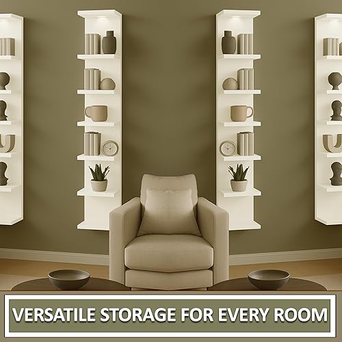 Miniatura 8 de Home Stuff Estante de pared, 11 34 x 74 34, utiliza dispositivos de fijación adecuados para las paredes de tu hogar, estantes verticales de pared de