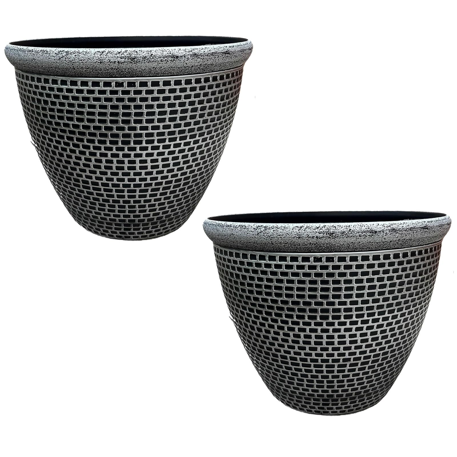 Gr8 Garden Cromarty Plant Pot Large 36cm Plastic Round Planter Silver