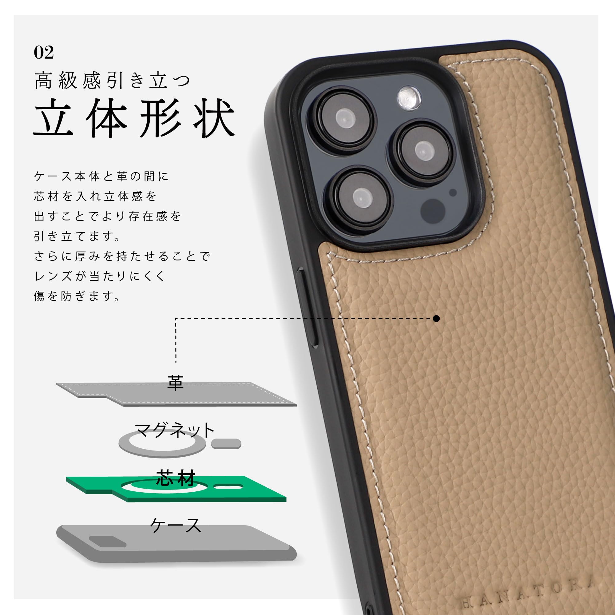 iPhone14Pro ケース スマホケース シュリンクレザー トープ