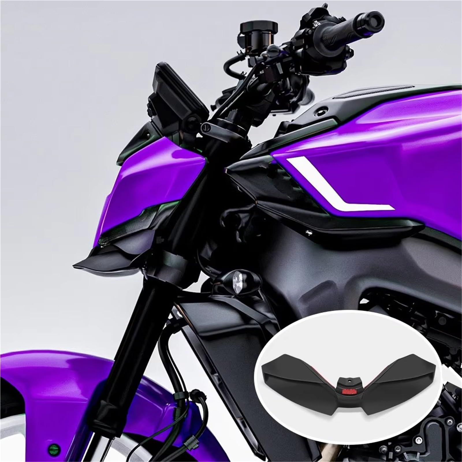 Aérodynamique Carénage Moto Kit d'aileron Avant aérodynamique pour Moto pour MT-09 SP 2024-2025(Gloss Black)