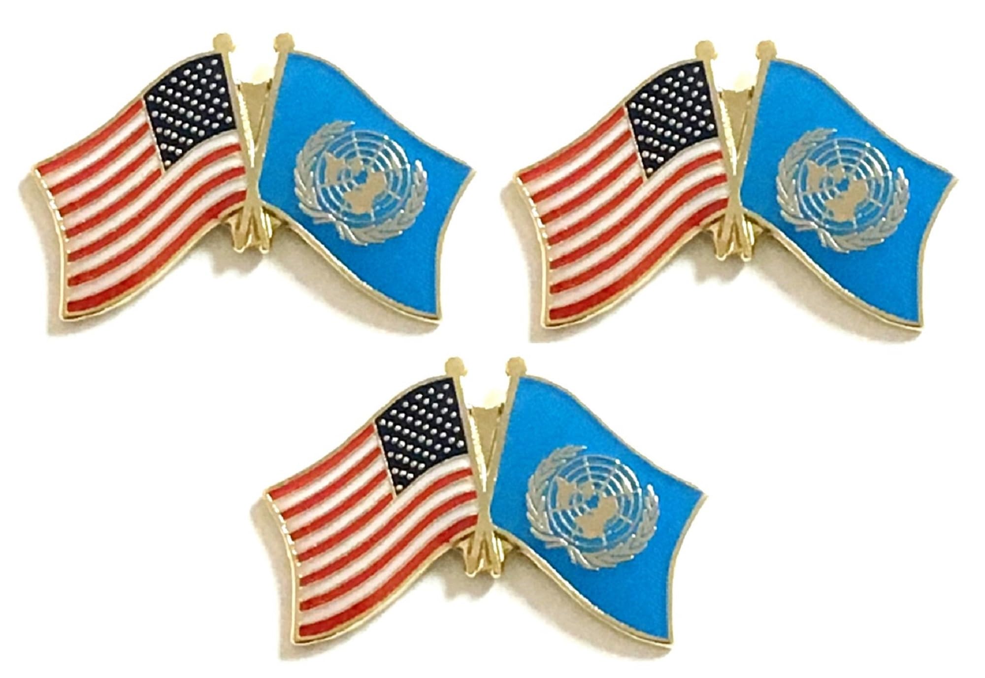 3 National Country Flag USA Friendship Flag Lapel Pins Pack of 3 International & American Double Flag Pin Badge