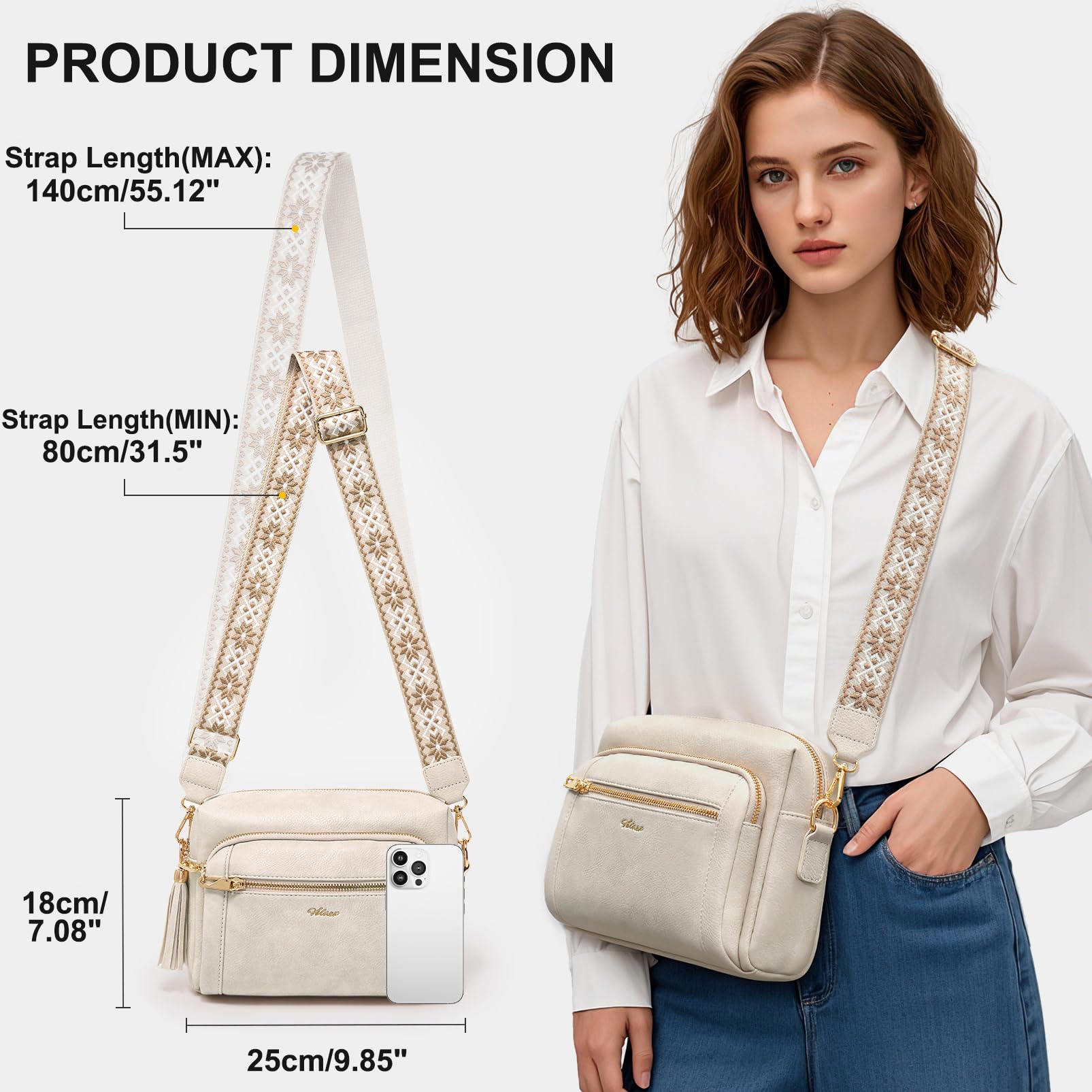 Bolso Bandolera Mujer Antirrobo,4 Compartimentos